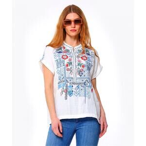 Johnny Was Biya Chrisley Embroidered Cotton Tunic in Women's L